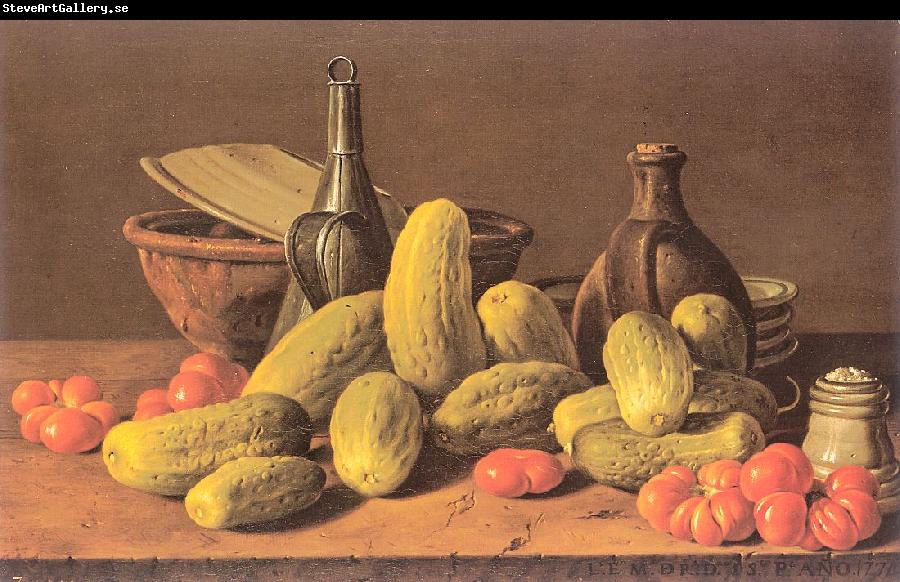 Melendez, Luis Eugenio Still Life with Cucumbers and Tomatoes